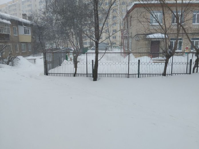 заснеженный двор